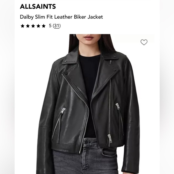 All Saints Charcoal Leather Jacket - Picture 1 of 6